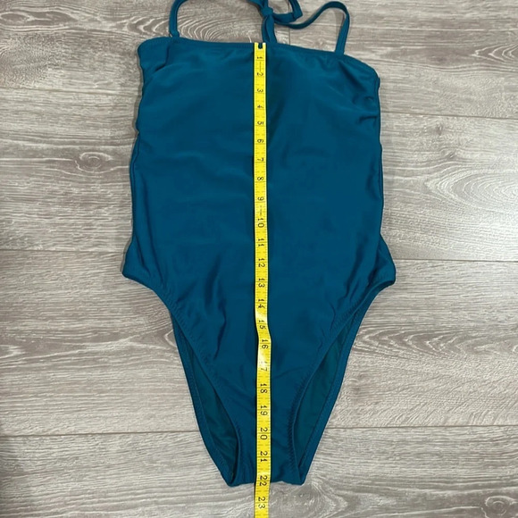 Shade & Shore Bandeau / Halter Tie Back One Piece Swimsuit Teal M - Picture 5 of 15